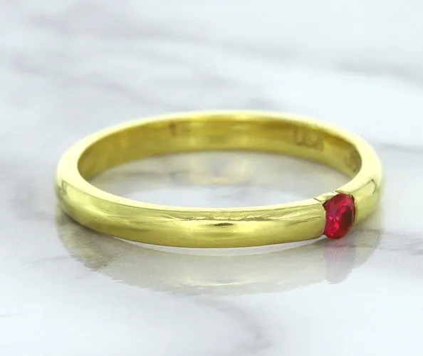 0.10ct Round Ruby Ring in 18K Yellow Gold