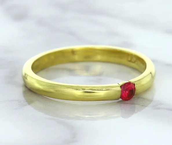 0.10ct Round Ruby Ring in 18K Yellow Gold
