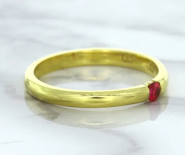 0.10ct Round Ruby Ring in 18K Yellow Gold