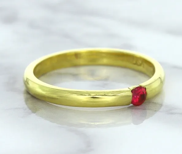 0.10ct Round Ruby Ring in 18K Yellow Gold