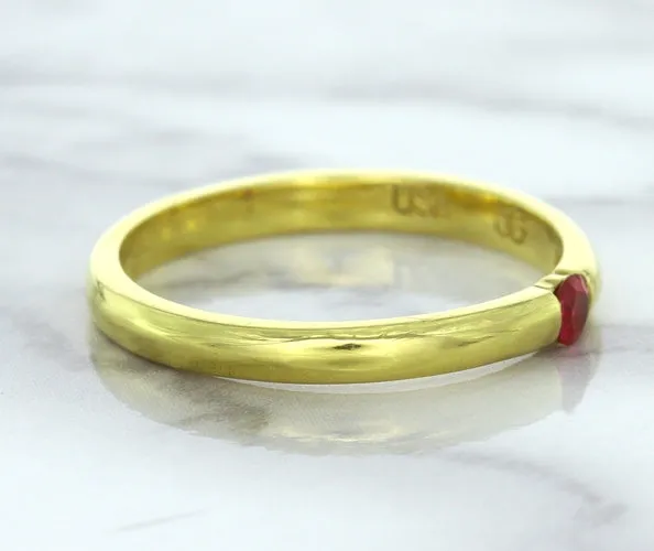 0.10ct Round Ruby Ring in 18K Yellow Gold