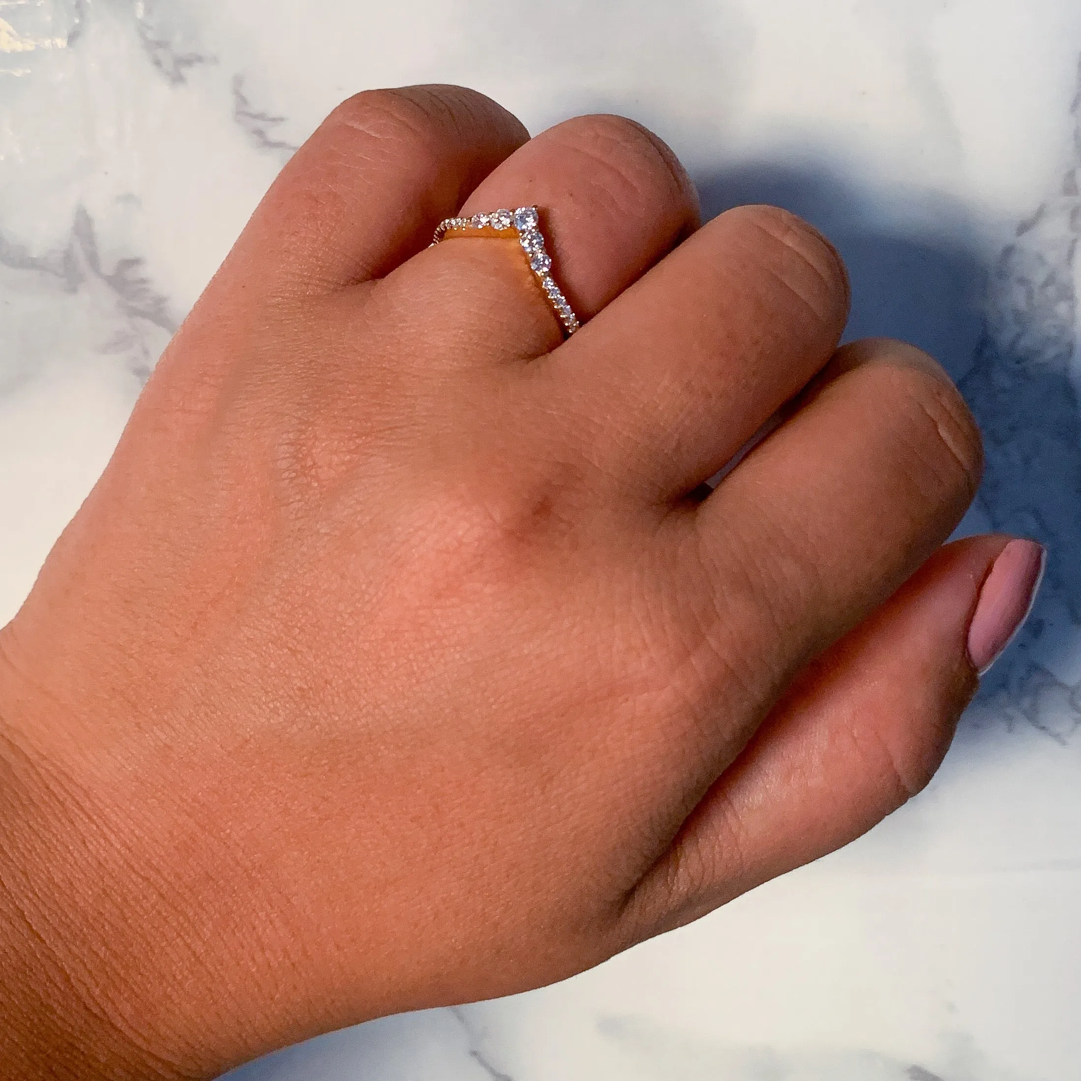 0.38ctw Diamond Pointed Band in 18K Yellow Gold
