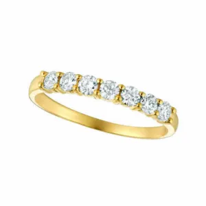 0.50 Carat 7 Stone Natural Diamond Ring G SI 14K Yellow Gold