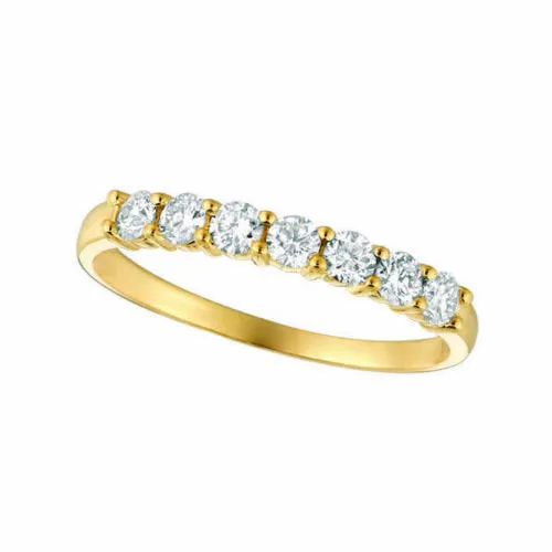 0.50 Carat 7 Stone Natural Diamond Ring G SI 14K Yellow Gold