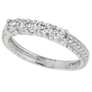 0.50 Carat Natural Diamond Ring G SI 14K White Gold 5 stones