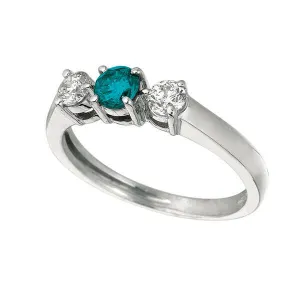 0.75 Carat 3 Stone Natural White & Blue Diamond Ring G SI 14K White Gold