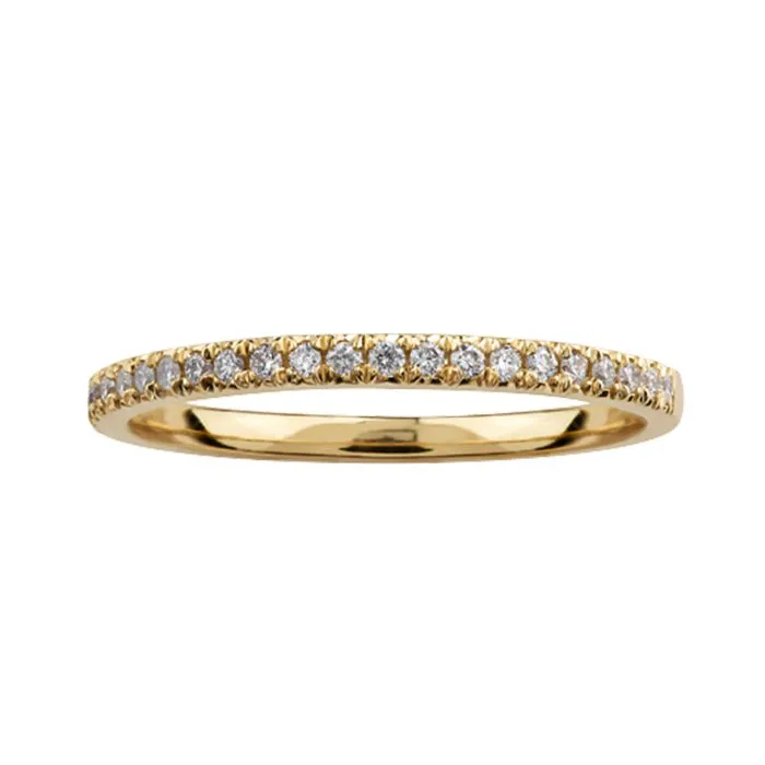 (10K, 14K) Yellow Gold (0.15ct) Pavee Diamond Stackable Wedding Band