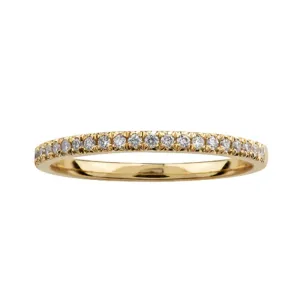 (10K, 14K) Yellow Gold (0.15ct) Pavee Diamond Stackable Wedding Band