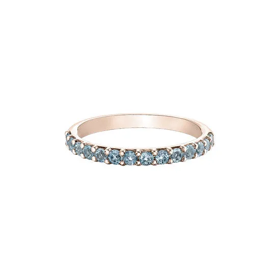 10K Rose Gold (March) Birthstone Aquamarine Stackable Band