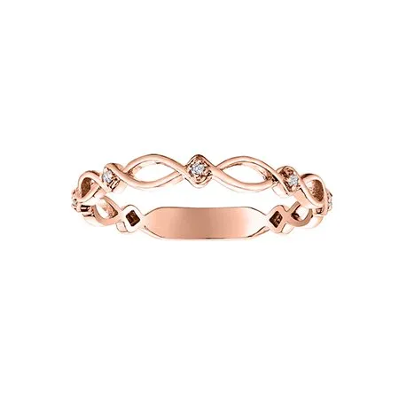 10K (Rose, White, Yellow ) Gold (0.03ct) Diamond Stackable Wedding Band