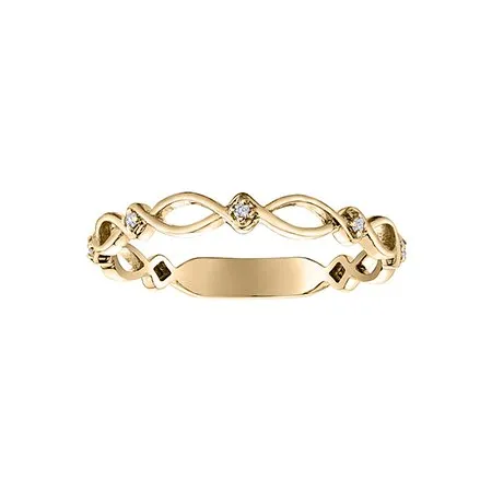 10K (Rose, White, Yellow ) Gold (0.03ct) Diamond Stackable Wedding Band