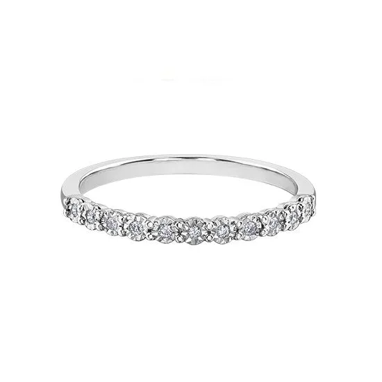 10K White Gold (0.05ct) Diamond Stackable Illusion Set Wedding Band