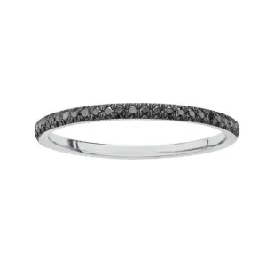 10K White Gold (0.10ct) Black Diamonds Stackable Wedding Band