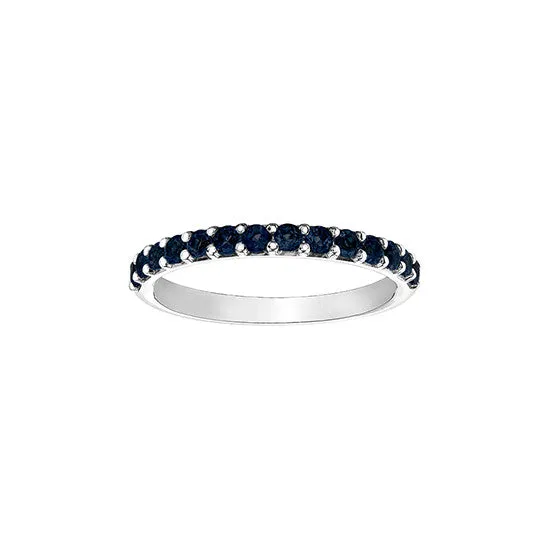 10K White Gold (September) Birthstone Sapphire Stackable Band