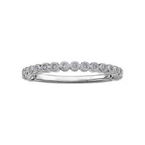 10K White or Gold (0.10ct) Diamond Stackable Wedding Band