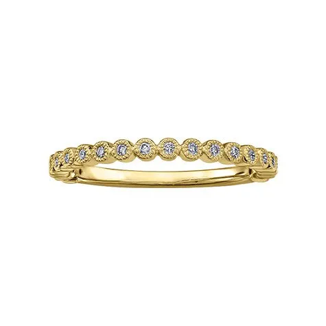 10K White or Gold (0.10ct) Diamond Stackable Wedding Band