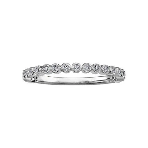 10K White or Gold (0.10ct) Diamond Stackable Wedding Band