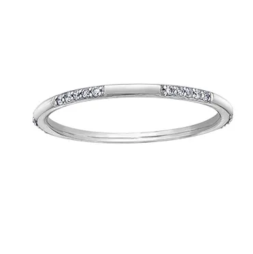 10K White, Yellow or Rose Gold (0.10ct) Diamond Stackable Wedding Band