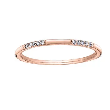 10K White, Yellow or Rose Gold (0.10ct) Diamond Stackable Wedding Band