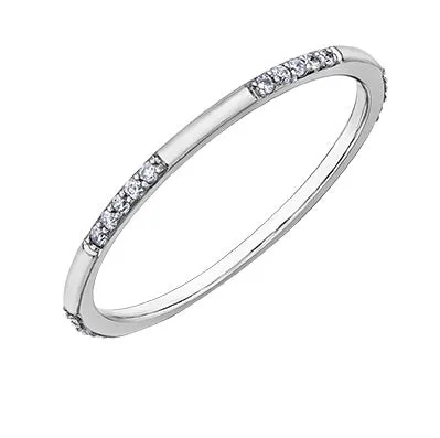 10K White, Yellow or Rose Gold (0.10ct) Diamond Stackable Wedding Band