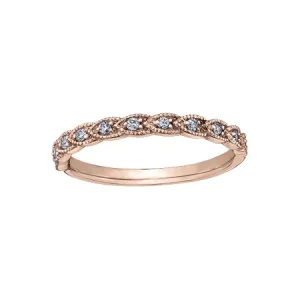 10K White, Yellow or Rose Gold (0.11ct) Diamond Stackable Wedding Band