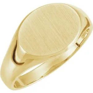 10K Yellow 12x9 mm Oval Signet Ring