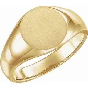 10K Yellow 13 mm Round Signet Ring