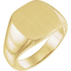 10K Yellow 14 mm Square Signet Ring
