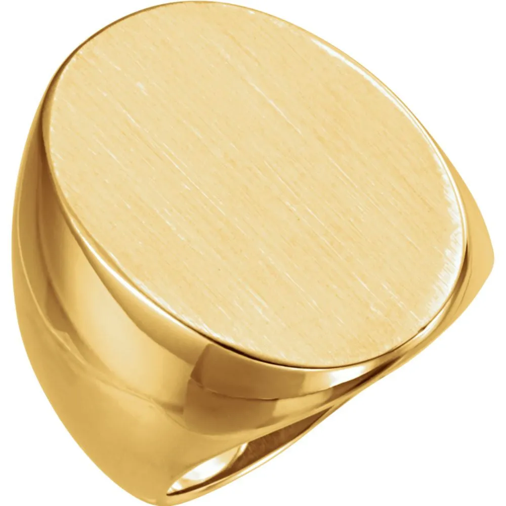 10k Yellow Gold 27x19mm Oval Signet Ring, Size 10