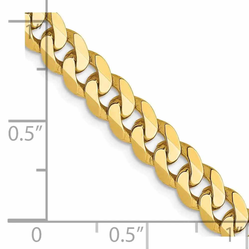 10k Yellow Gold 5.75mm Flat Beveled Curb Chain