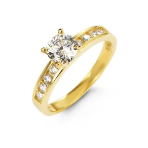 10K Yellow Gold Cubic Zirconia Engagement Ring