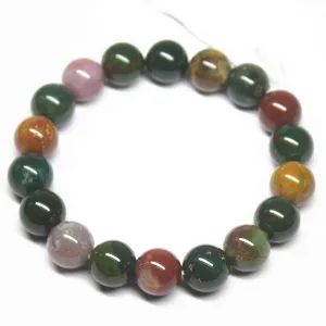 10mm, Natural Bloodstone AA Grade Plain Round Sphere Beaded Bracelet