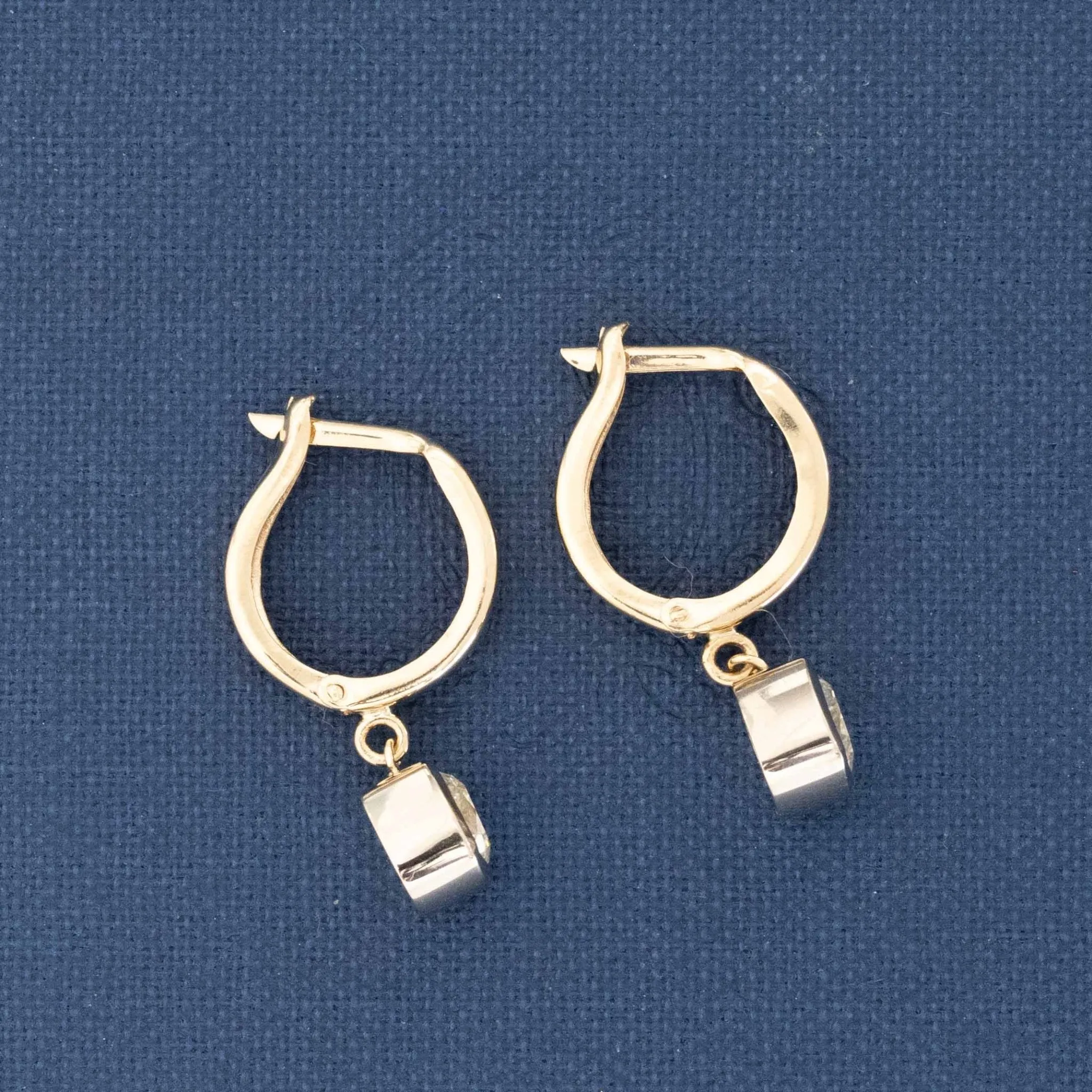 1.10ctw Old Mine Cut Diamond Bezel Hoop Huggie Earrings