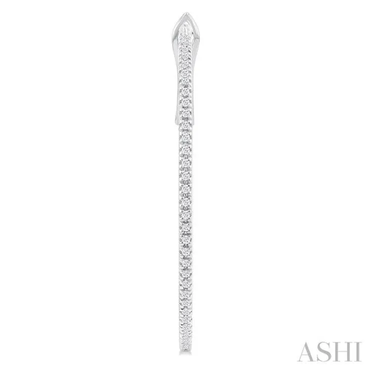 1/2 ctw Inside & Outside Round Cut Diamond Hoop Earring in 14K White Gold