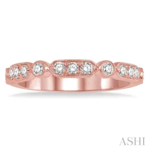 1/3 ctw Pod & Circular Link Round Cut Diamond Stackable Band in 14K Rose Gold