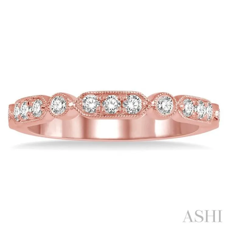 1/3 ctw Pod & Circular Link Round Cut Diamond Stackable Band in 14K Rose Gold