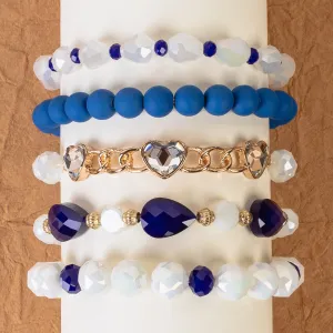 1426 - Beaded Stacked Bracelets - Royal Blue