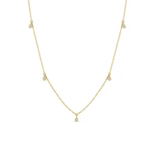 14k 5 Dangling Diamond Bezel Necklace