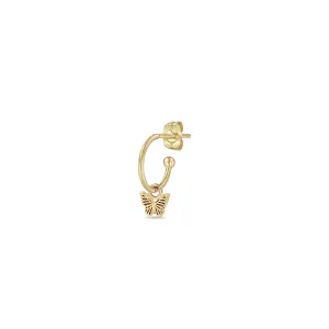 14k Dangle Itty Bitty Butterfly Charm Huggie Hoop