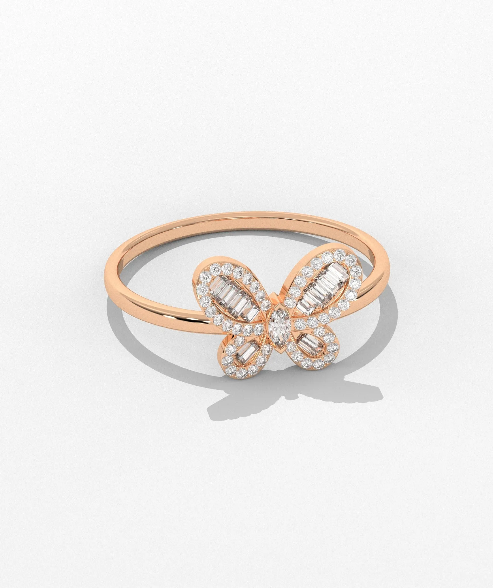 14K Gold Butterfly Diamond Ring