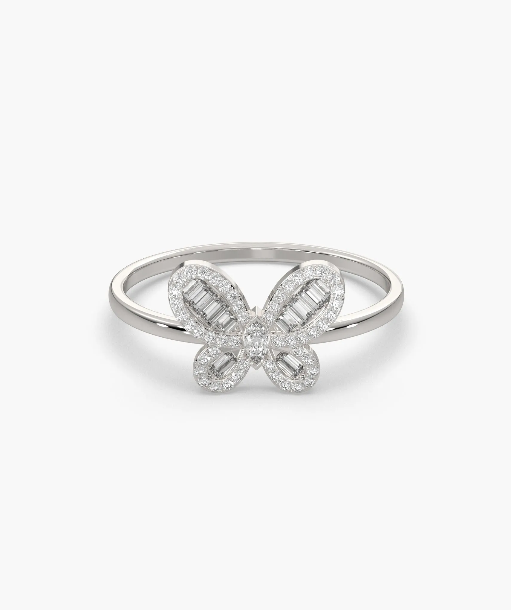 14K Gold Butterfly Diamond Ring