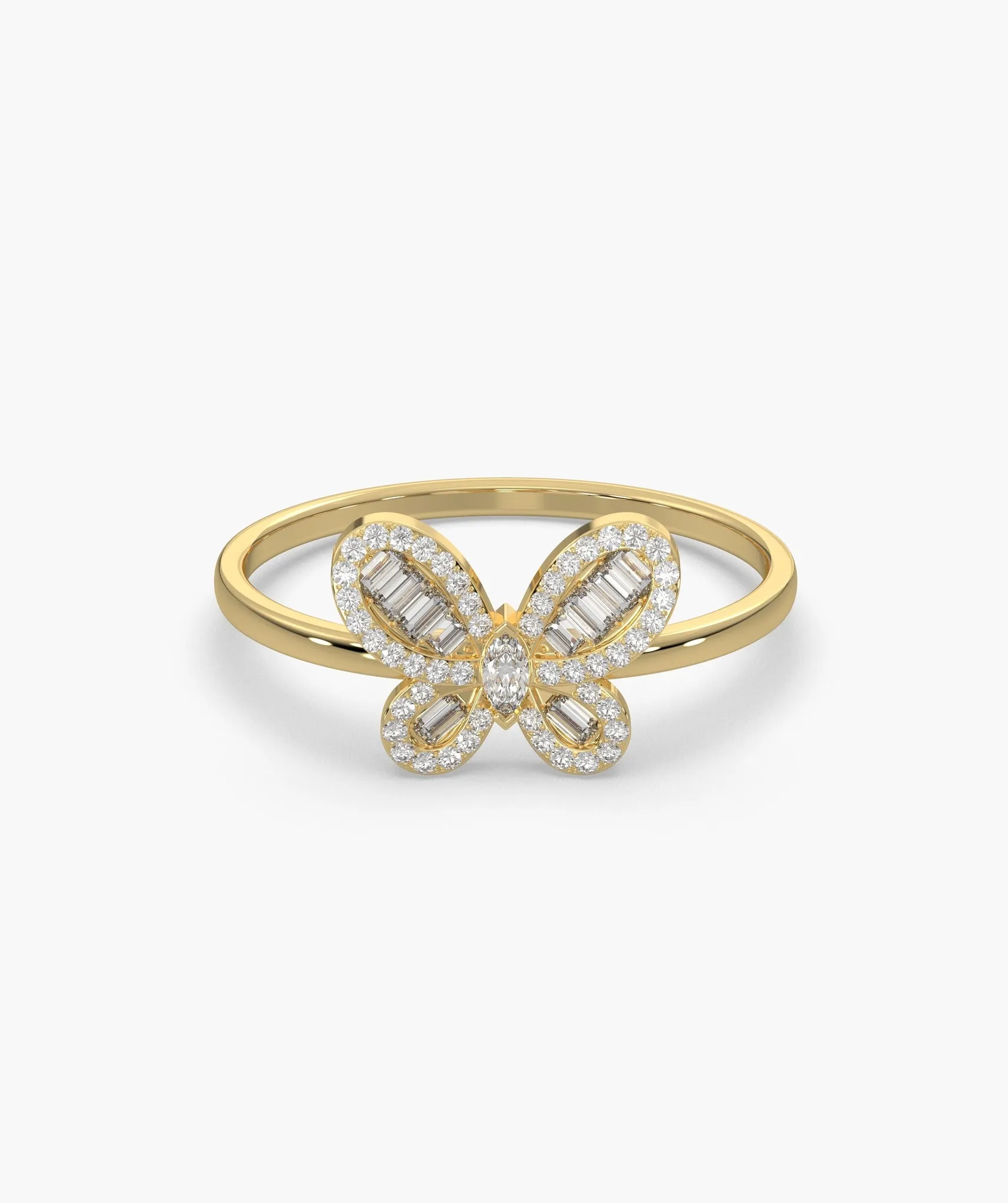 14K Gold Butterfly Diamond Ring