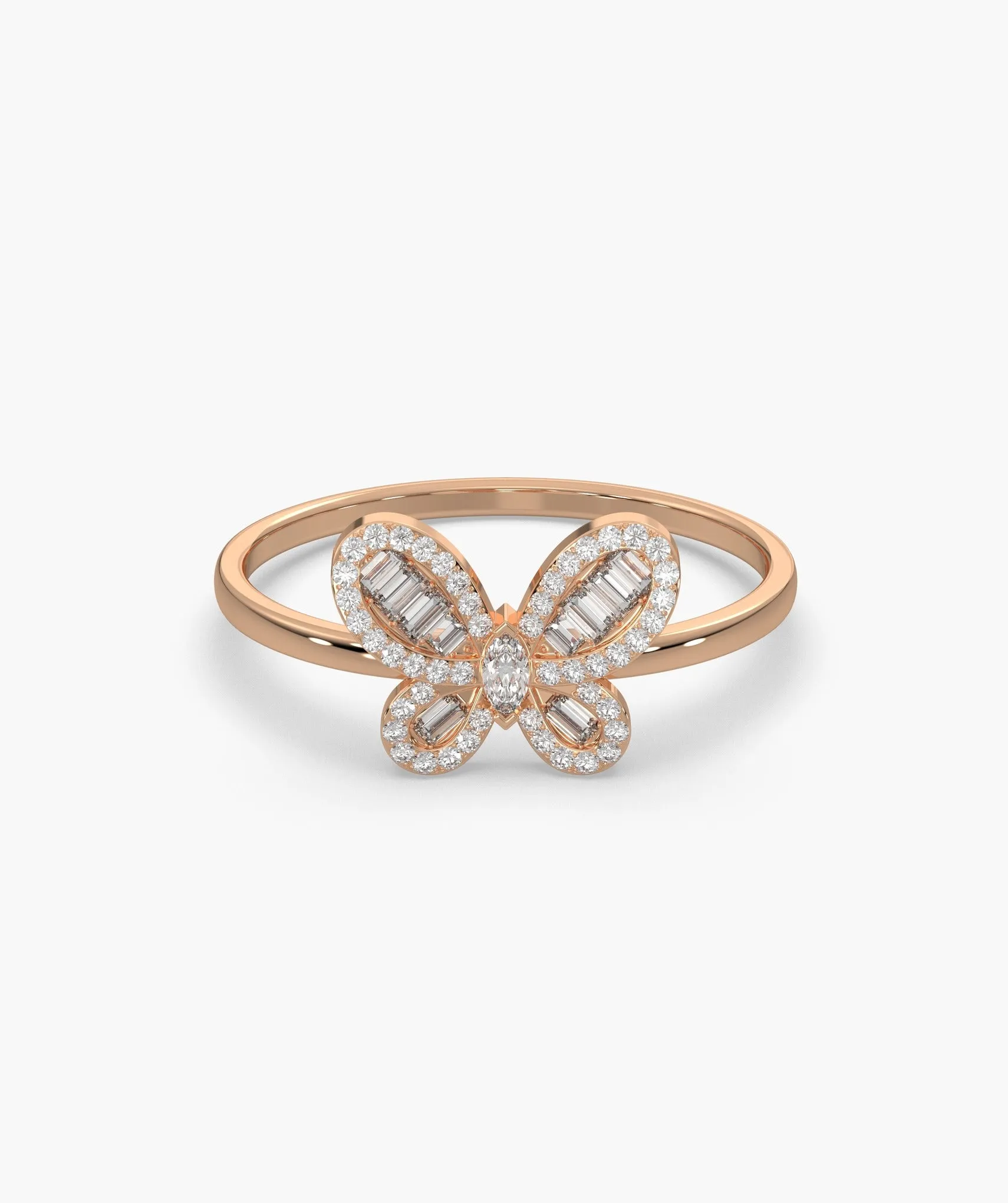 14K Gold Butterfly Diamond Ring