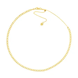 14K Gold Curb Link Choker Necklace