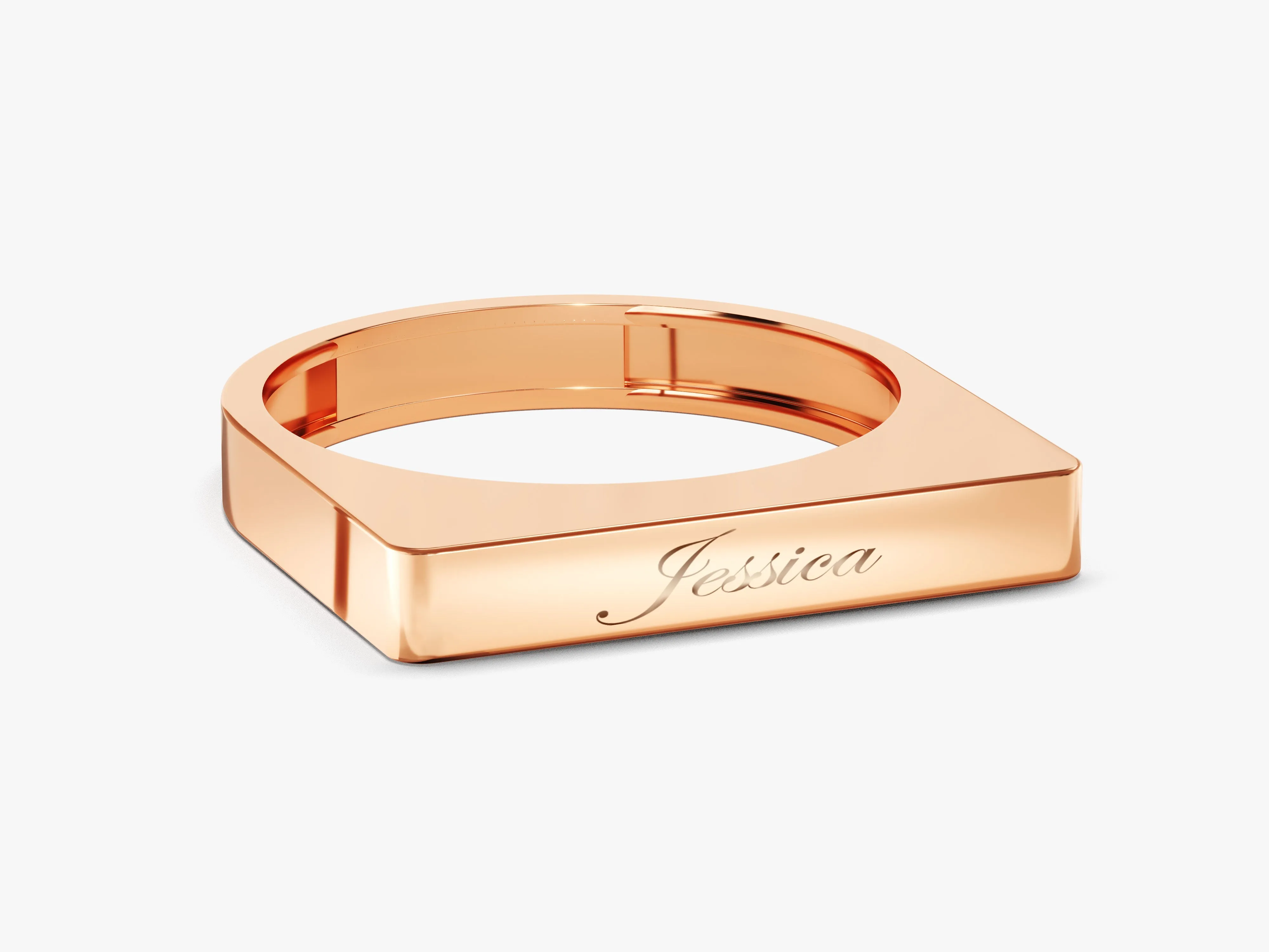 14k Gold Elongated Rectangular Signet Ring