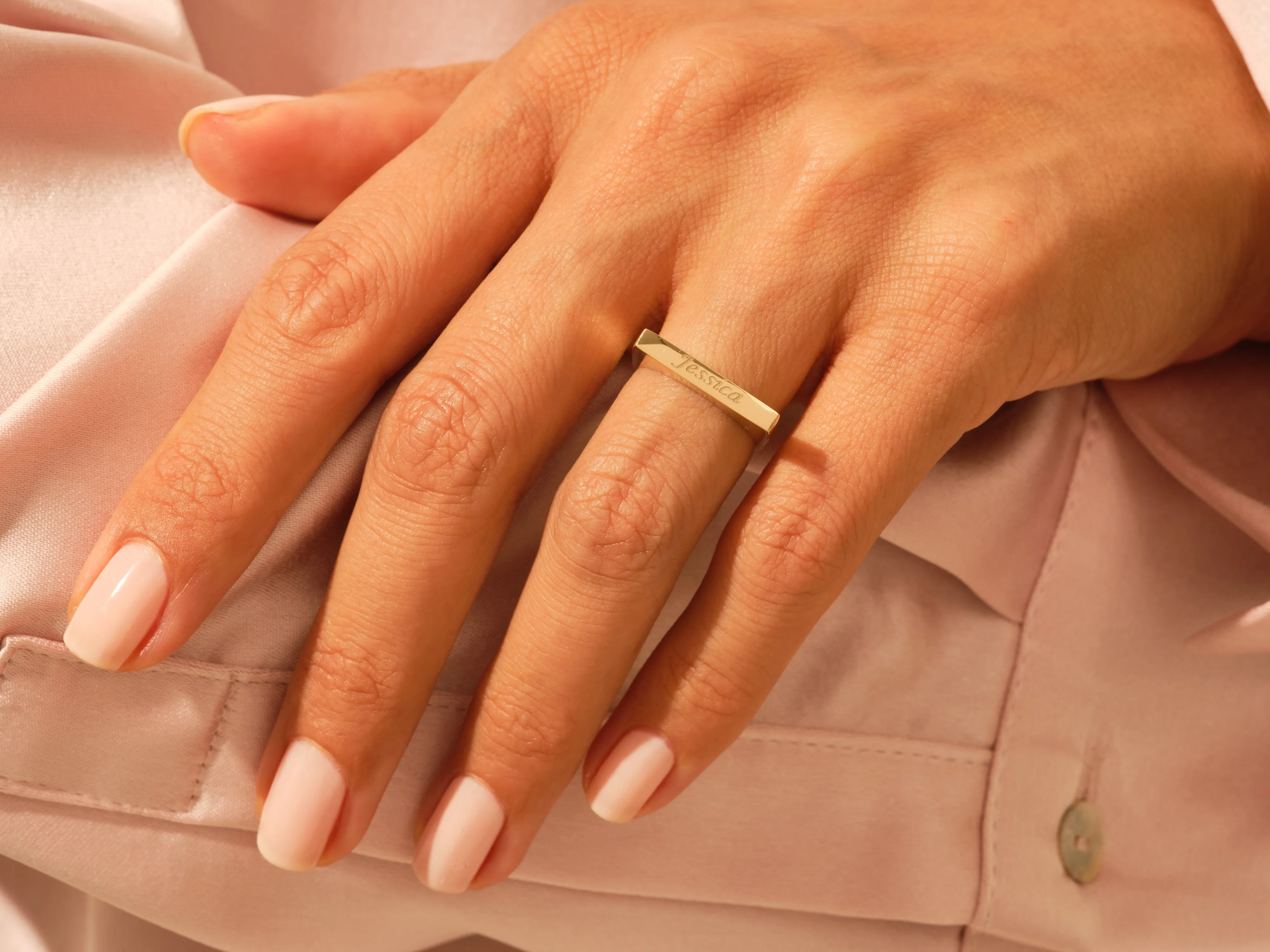14k Gold Elongated Rectangular Signet Ring