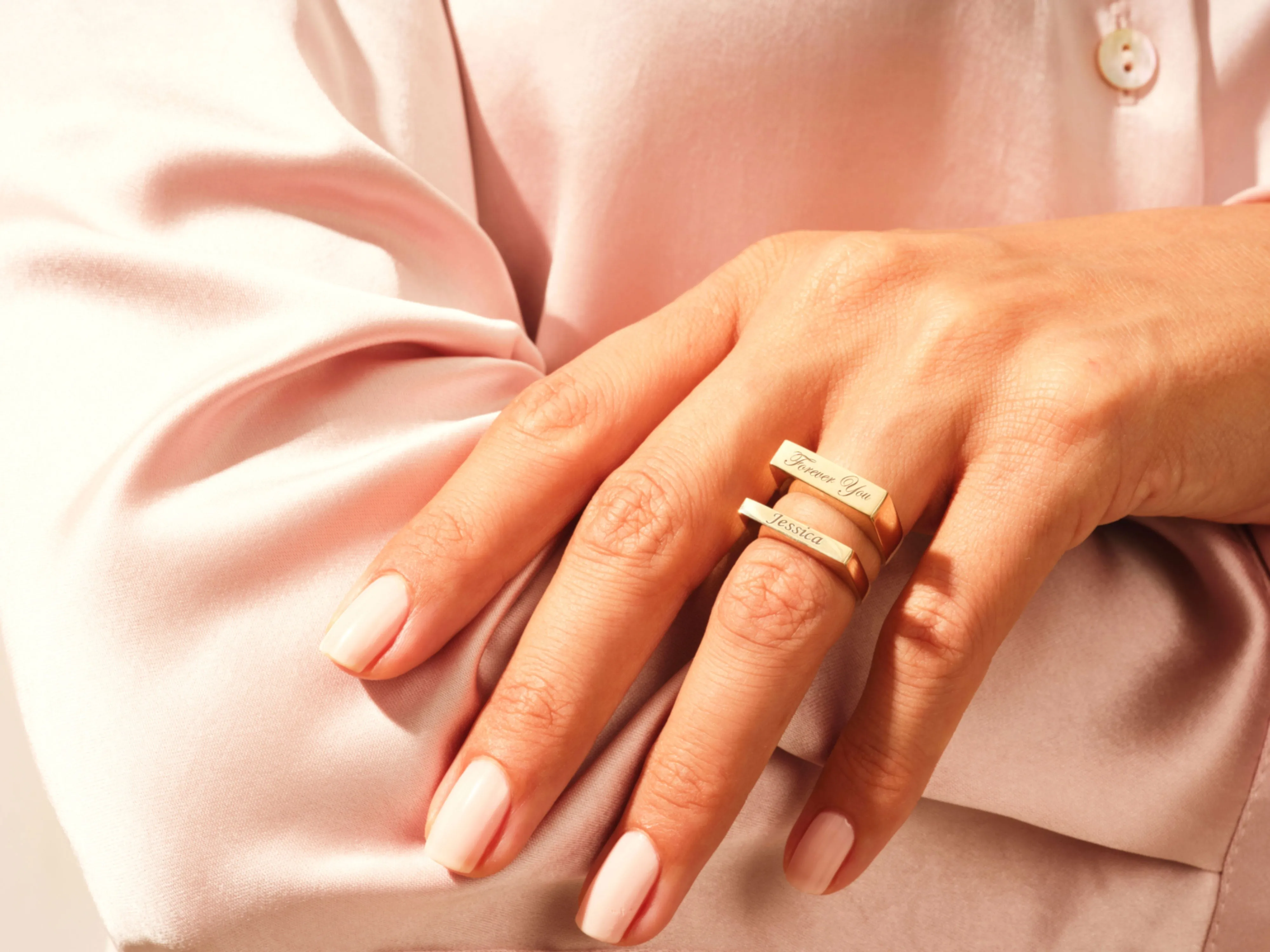 14k Gold Elongated Rectangular Signet Ring