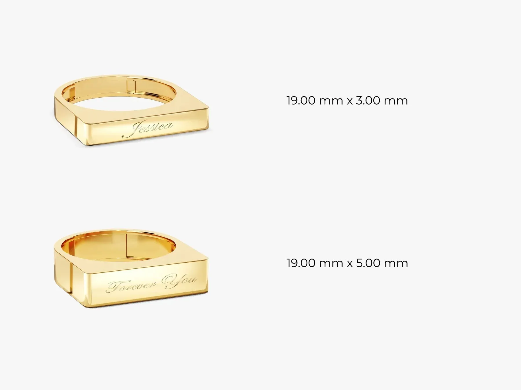 14k Gold Elongated Rectangular Signet Ring