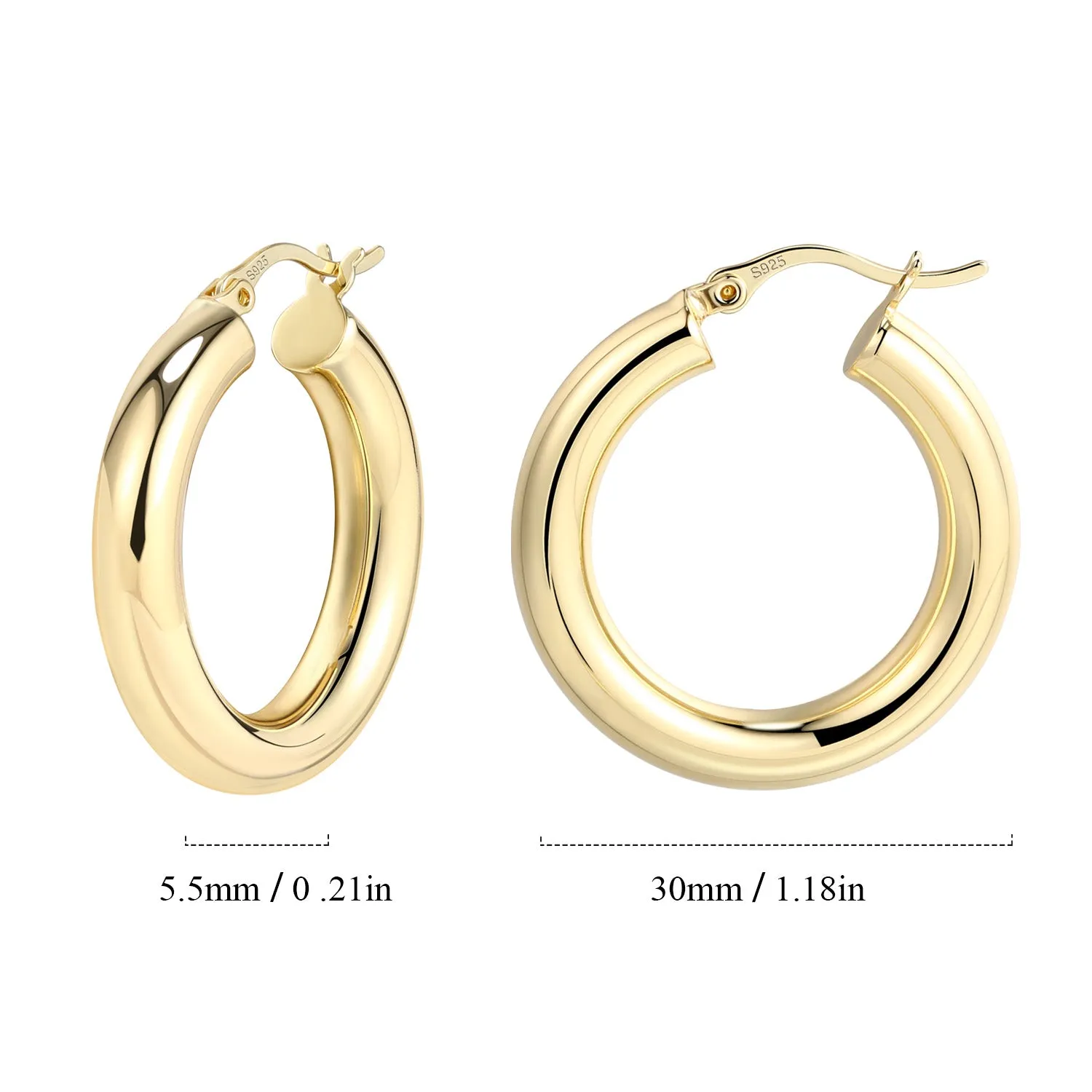 14K Gold Plated Hoop Earrings