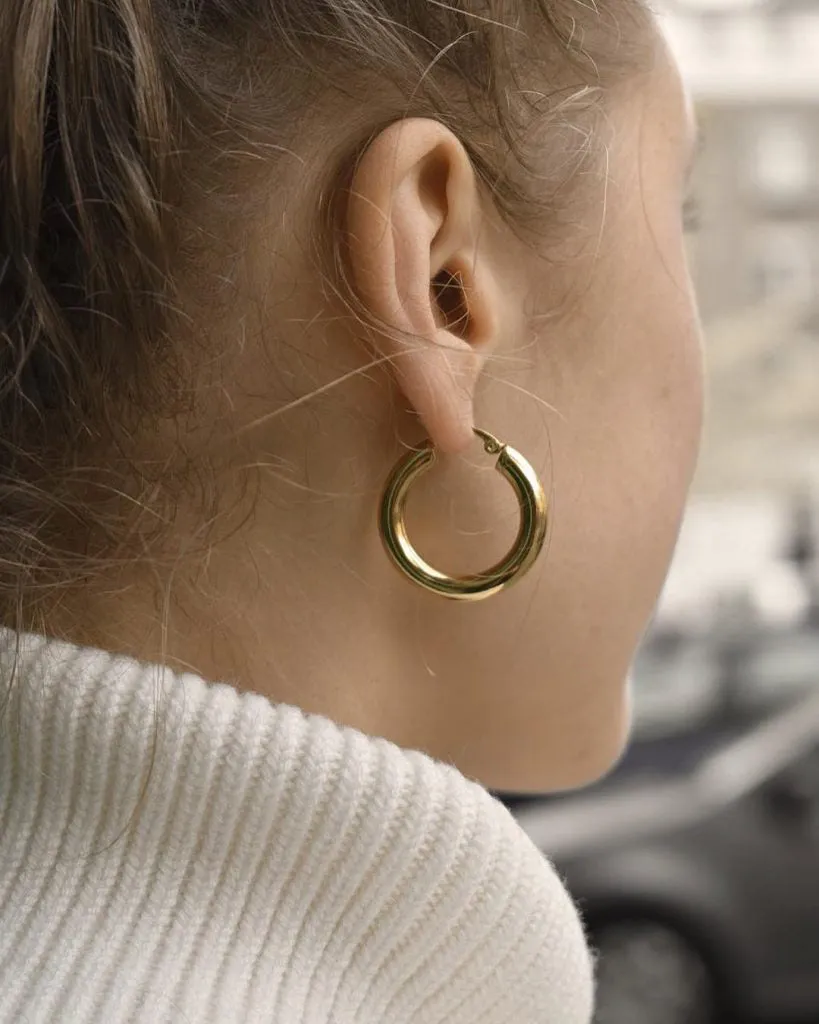 14K Gold Plated Hoop Earrings